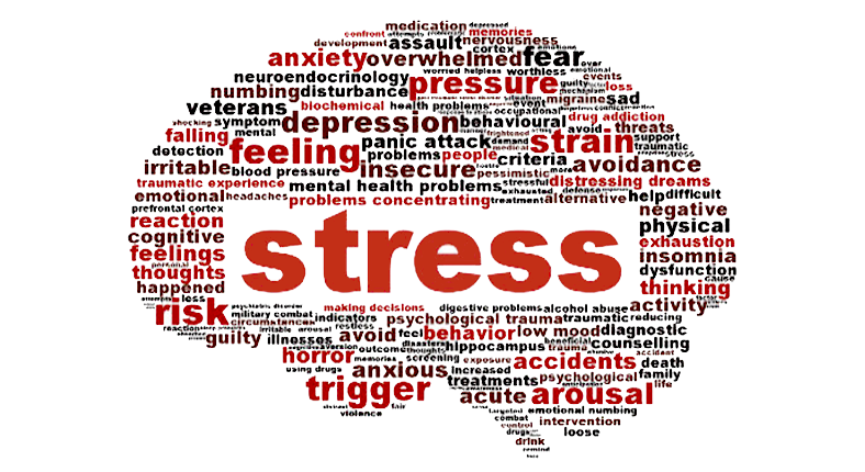 brain full of feeling words. stress